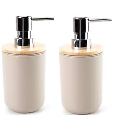 GENERICO - Pack de 2 dispensadores de jabon para baño estilo bambu