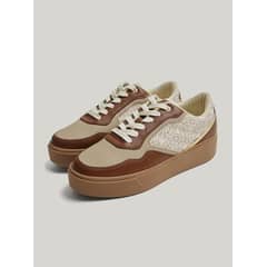 TOMMY HILFIGER - Zapatillas Monogram De Cuero Beige