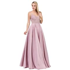 UNIQUE - VESTIDO DE FIESTA LARGO L2459 ROSADO - Rosa