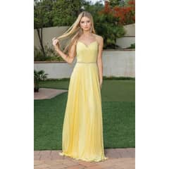 UNIQUE - VESTIDO LARGO L4030 AMARILLO - Amarillo