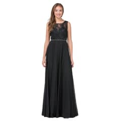 UNIQUE - VESTIDO LARGO L2240 NEGRO - Negro