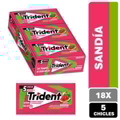TRIDENT - Chicle Trident® Sabor Sandia Sin Azúcar Pack 18 Unidades de 5 un cu