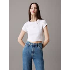 CALVIN KLEIN - Polera Woven Label Rib Baby Blanco