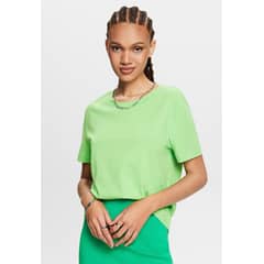 ESPRIT - Polera De Algodón Con Cuello Redondo Mujer