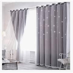 GENERICO - Cortinas Tela+visillo Estrella Hueca 150cm X 240cm 2 Paños