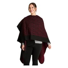 LORENZO DI PONTTI - Poncho Tejido Animal Print Burdeo
