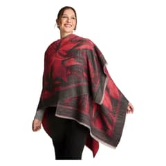 LORENZO DI PONTTI - Poncho Tejido Con Diseño De Flores Rojo