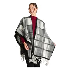 LORENZO DI PONTTI - Poncho Tejido Cuadros Negro