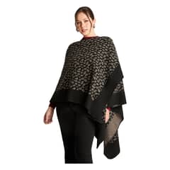 LORENZO DI PONTTI - Poncho Tejido Animal Print Negro
