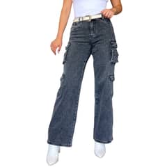 LUCKY DIAMONDS - Jeans cargo mujer elasticados y tiro alto