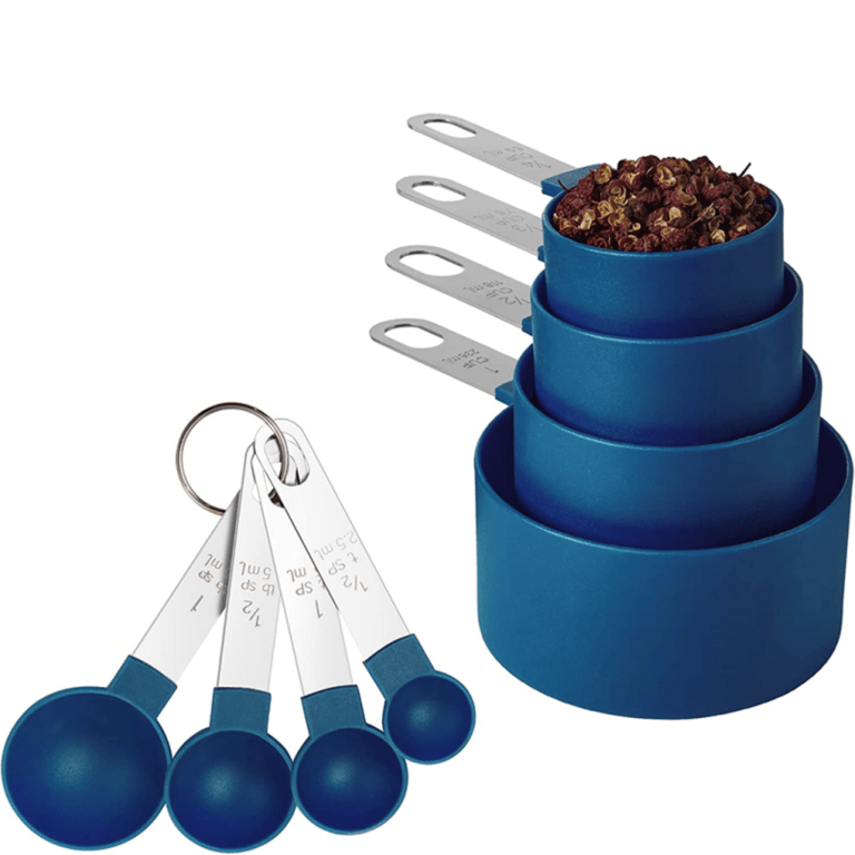 Set 8pzs Tazas y Cucharas Medidoras Silicona Azul
