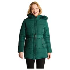 LORENZO DI PONTTI - Parka Larga Gruesa Forrada Con Cinturón Verde