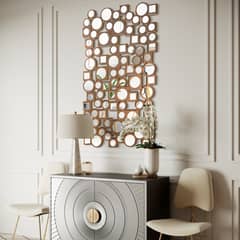 GENERICO - Espejo Decorativo Cobre 80×120con Círculos y Cuadrados Espejados