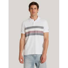 TOMMY HILFIGER - Polo Global Stripe Regular Fit Blanco