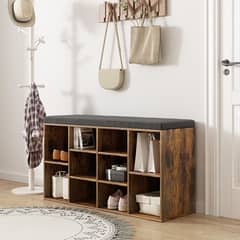 GENERICO - Zapatero de Madera Multifuncional con Asiento Acolchado