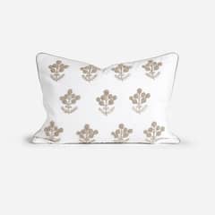 ROSEN - Funda de Cojín Bordado Domeni 35 x 50 cm Blanco-Beige