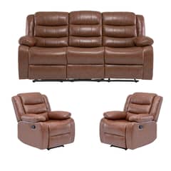 DANIELS - Living Sofá 3 Cuerpos Reclinable Roma Café + 2 Bergers KM060BR