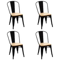 JAVIMATE - Pack 4 Sillas De Metal Tolix Asiento de Madera