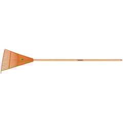 TRAMONTINA - Escoba Plástica Anaranjada con 18 Dientes y Mango de Madera 120 cm
