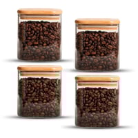Pack 4 Contenedores Tarros Hermético Vidrio Tapa Bambú 700ml