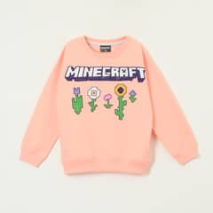 MINECRAFT - Poleron Cerrado Niña Flowers Rosado