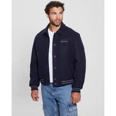 GUESS - Chaqueta Melton Bomber Hombre Azul