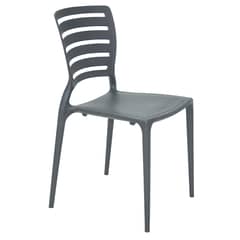 TRAMONTINA - Silla Sofia en Polipropileno y Fibra de Vidrio Grafito con Respaldo Horizontal