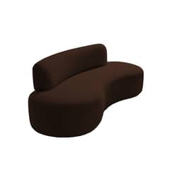GENERICO - Sofá Curvo Moderno 3 Cuerpos Eco Cuero Café 180cm de ancho