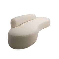 GENERICO - Sofá Tipo Órgano Curvo Moderno Lino Beige 220cm