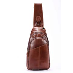 PUREPOWER - Bolso de pecho de piel auténtica para hombre estilo retro casual