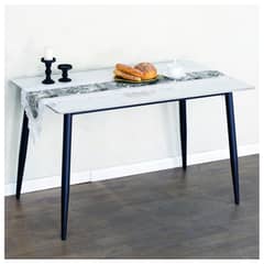 NOVAHUS - Mesa Comedor Estilo Marmol Blanco 73x121x72 cm
