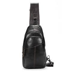 PUREPOWER - Bolso de pecho de piel auténtica para hombre estilo retro casual