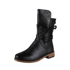 BLWOENS - Botas largas con taco pequeño para Mujer-Negro
