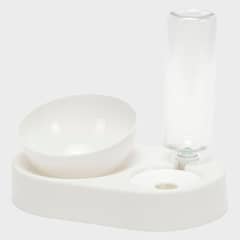 KULCAN - Comedero Plato y Bebedero Mascotas Blanco