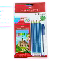 FABER-CASTELL - Set 12 colores+ grafito X6+boligrafo azul+goma