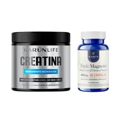 KARUNLIFE - Pack Rendimiento Potenciado Creatina Monohidratada 300 gr + Triple Magnesio 60 Cap Karun Life