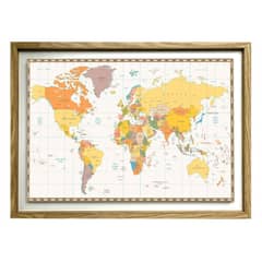 RONDA - Cuadro mapa del mundo sepia acabado moderno 50x70