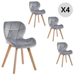 KLIK - Pack de 4 Sillas Gris Tercipelo Gamuza Radar