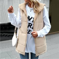 DANWEILE - Chaqueta sin mangas de corte slim para mujer - Caqui