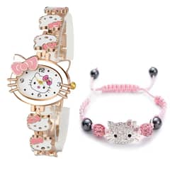 BRO TOUMI - Reloj Hallokitty Correa Magnética Piedras-Rosa