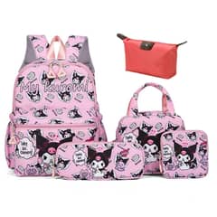 BRO TOUMI - 5 en 1 Mochila Infantil KUROMI Lonchera Estuche-Rosa