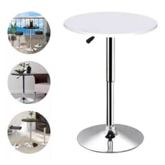 GENERICO - Mesa Bar Altura Regulable 60 A 93 Cm Diametro Comedor Gira 360° Blanco