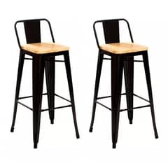 GLOBAL LATIN GROUP - Pack 2 Taburete Metálico con Asiento de Madera Ideal para Barra