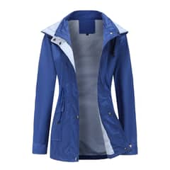 TIOZONEY - Cortavientos largo desmontable con capucha - Azul
