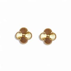 AMBAR - Aros Clovers Laser Trébol Dorado Baño de Oro 18k