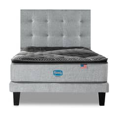 SIMMONS - Cama Europea Sunset 1.5 Plazas respaldo Tignes plata