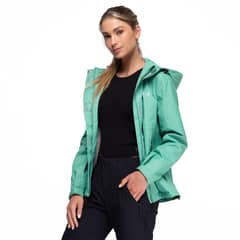 KANO - Chaqueta Cortavientos Impermeable Mujer Verde con Gorro