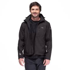 KANO - Chaqueta Softshell Impermeable Tepa Negro con Gorro