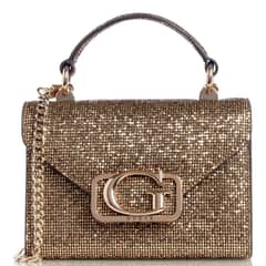 GUESS - Mini Cartera Zalina Mini Top Handle Flap Mujer Dorado