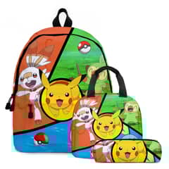 DANWEILE - Pokémon Pikachu 3PCS Mochila Escolar Estuche para Lápices
